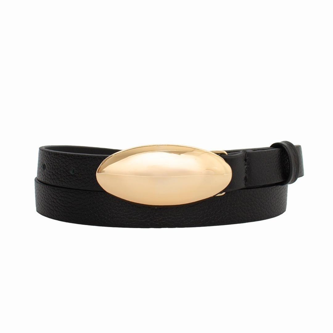 Cinto Couro Carola (Preto com Fivela Dourada). Em até 4 x R$ 39,75. Sem Juros.