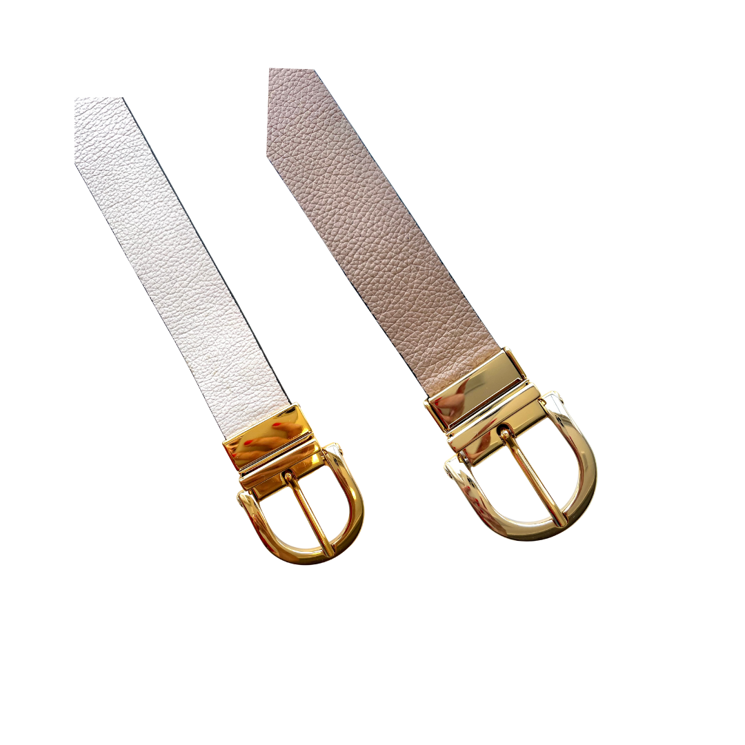 Cinto Couro Camila (2 cores Nude e Off White, com Fivela Dourada). Em até 4x R$ 53,00