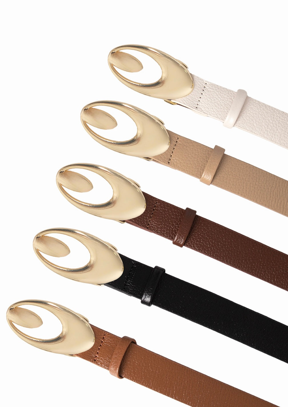 Cinto Couro Jana (Nude com Fivela Dourada). Em até 4x