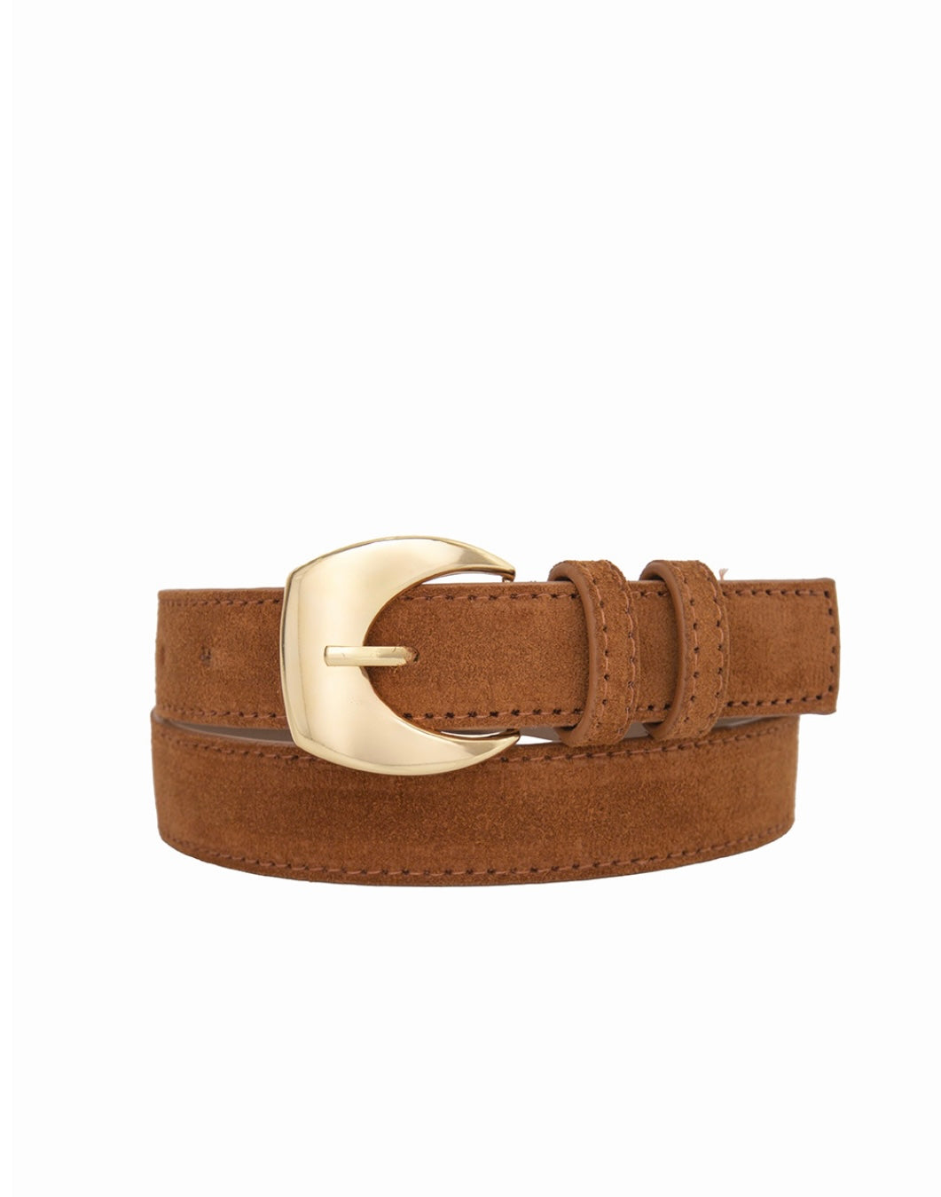 Cinto Joana (Camurça Caramelo com Fivela Dourada). Em até 4x R$ 39,75. Sem juros.