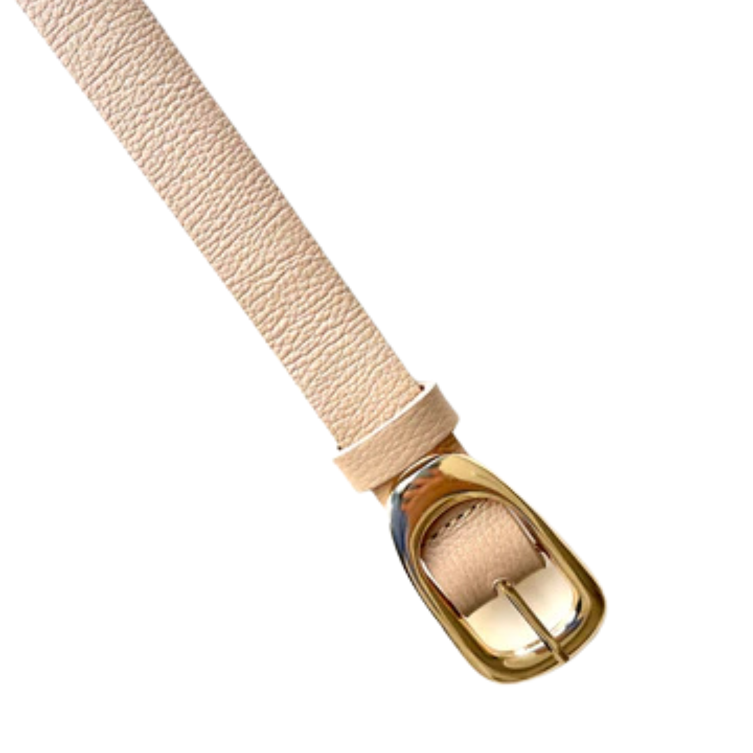 Cinto Couro Vanessa (Nude com Fivela Dourada). Em até 4x R$ 39,75.