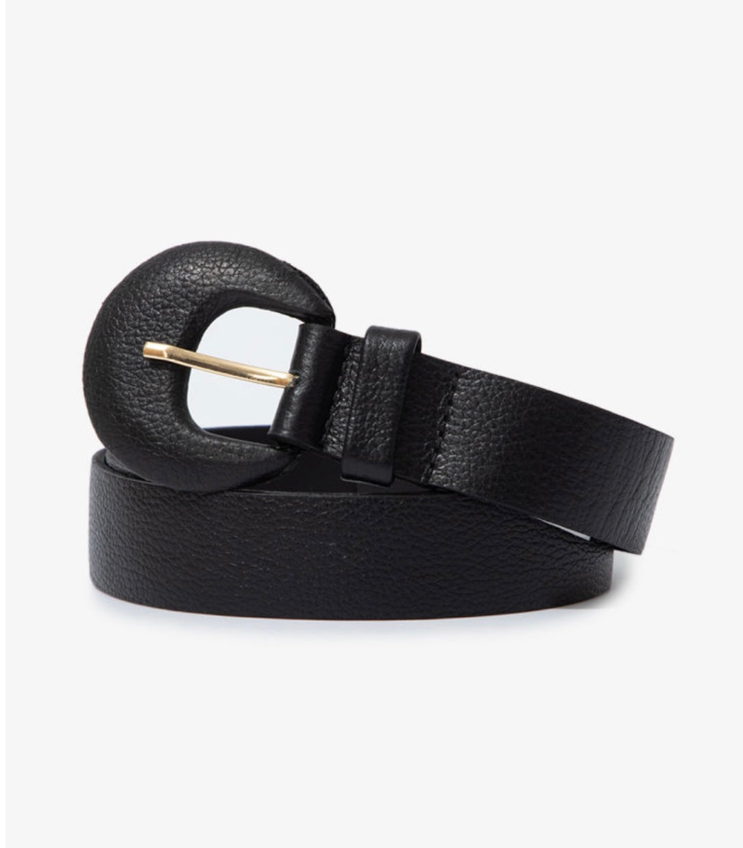 Cinto Couro Ana (Preto com Fivela Meia Lua).