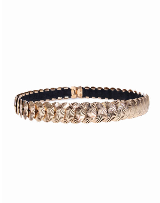 Cinto Elástico Aline (Dourado com Moedas). Em até 4 x R$  36,97. Sem Juros.