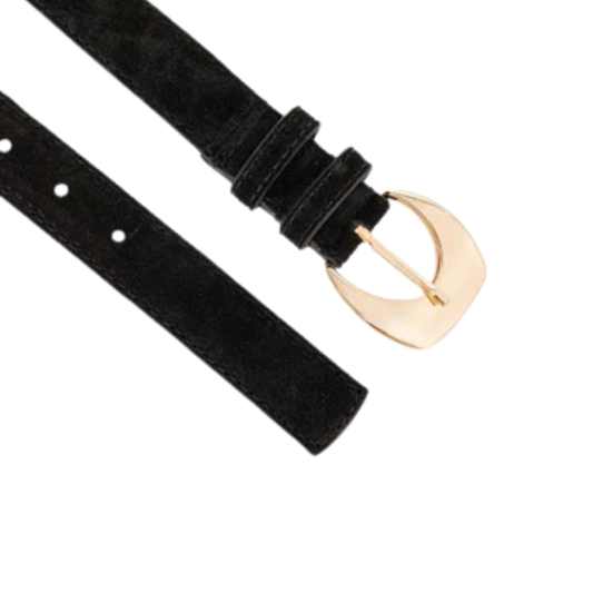 Cinto Joana (Camurça Preto com Fivela Dourada). Em até 4x.