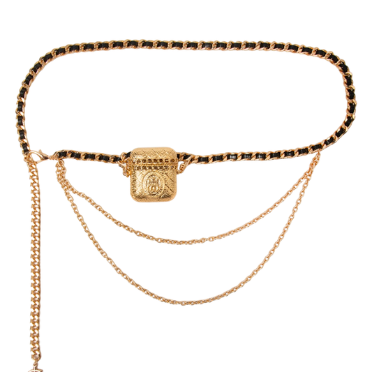 Cinto Corrente Júlia (Corrente Dourada com Mini Bag). Em até 4 x R$ 37,25. Sem Juros.