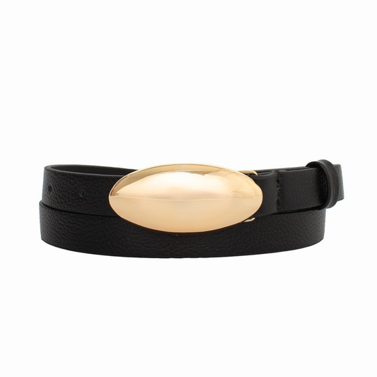 Cinto Couro Carola (Preto com Fivela Dourada). Em até 4 x R$  39,75. Sem Juros.