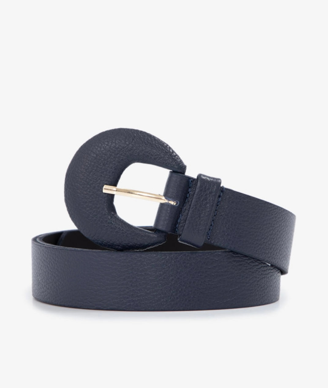 Cinto Ana (Couro Azul Marinho com Fivela Meia Lua).