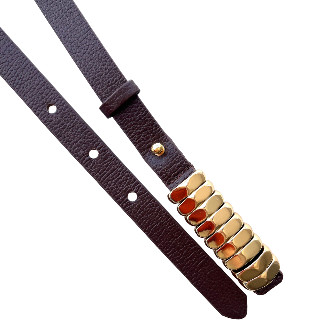 Cinto Couro Maria (Marrom com Fivela Dourada). Em até 4x R$ 47,25