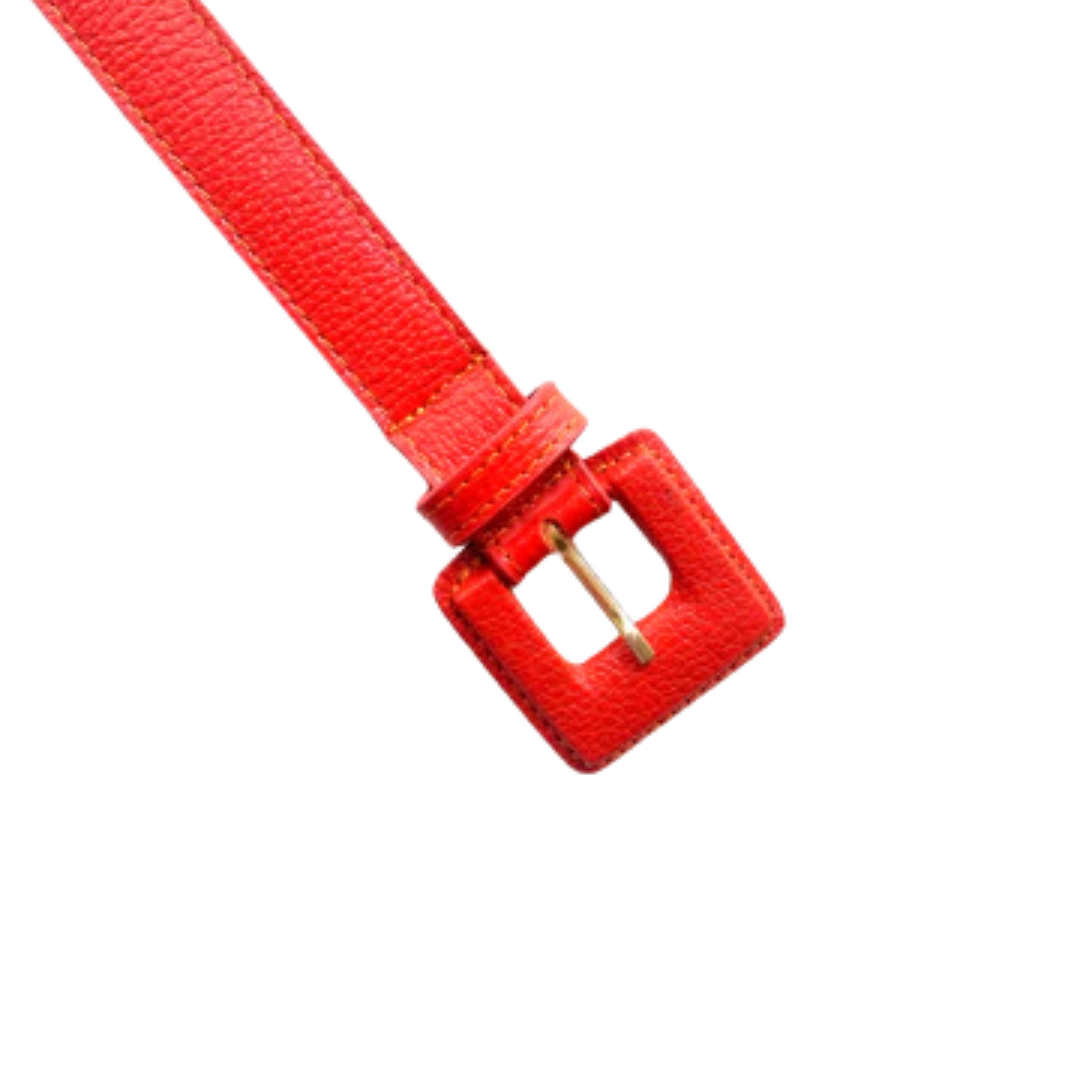 Cinto Couro Tereza (Terracota com Fivela Encapada Quadrada). Em até 4x