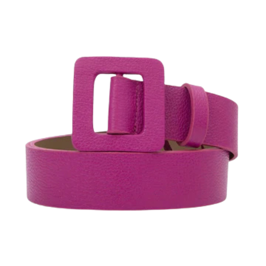 Cinto Couro Celina (Pink com Fivela Quadrada). Em até 4x