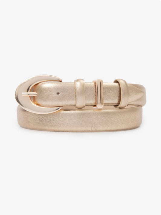 Cinto Emily (Couro Metalizado Dourado com Fivela e Passante Dourado). Em até 4 x R$  41,25. Sem Juros.
