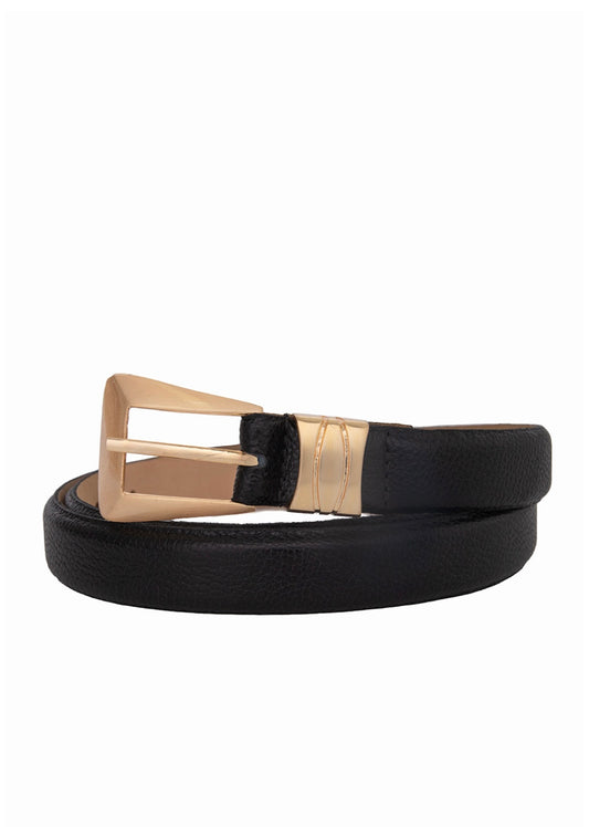 Cinto Brenda (Couro Preto com Fivela Dourada). Em até 4x R$ 39,75. Sem juros.