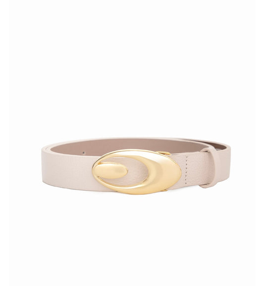 Cinto Couro Jana (Off-White  com Fivela Dourada). Em até 4x R$ 39,75. Sem juros.