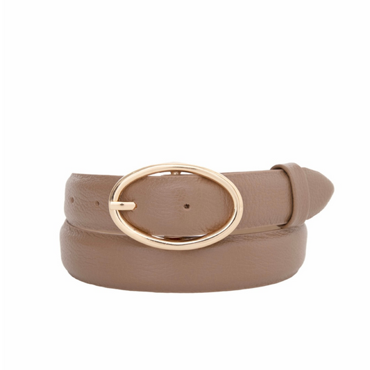 Cinto Bibiana (Couro Fendi com Fivela Dourada). Em até 4x R$ 39,75. Sem juros.