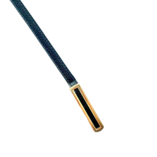 Cinto Couro Andrea (Marinho com Fivela Dourada). Em até 4 x