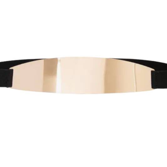 Cinto Elástico Lilia (Preto com Elástico e Placa Dourada). Em até 4x de R$ 34,97, sem juros